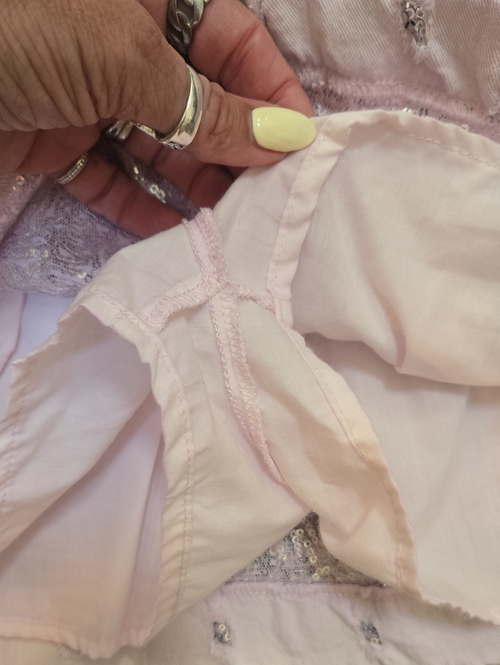 ZARA Light Pink Sequin Accents Distressed Skort - Picture 5 of 8